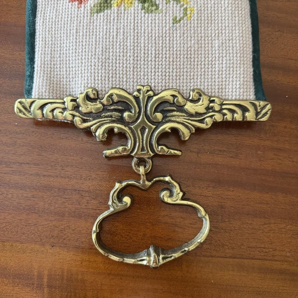 Vintage Handmade Needlepoint Bell Pull 51